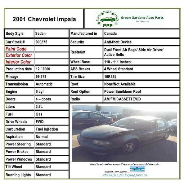 2004 chevy impala parts diagram