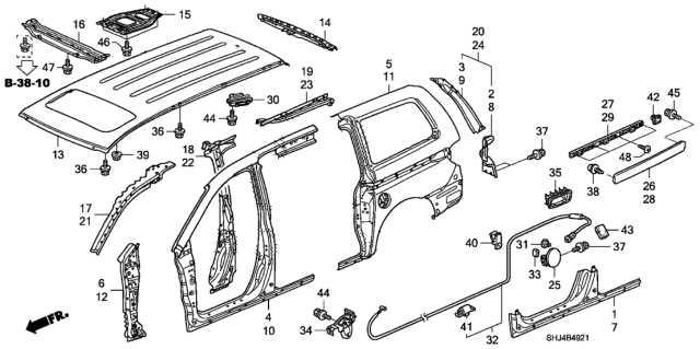 2007 honda odyssey sliding door parts diagram