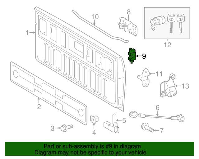 2007 toyota tundra tailgate parts diagram