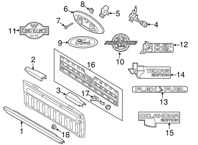 2016 ford f250 tailgate parts diagram