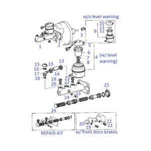 brake master cylinder parts diagram