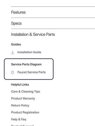 kohler faucet parts diagram