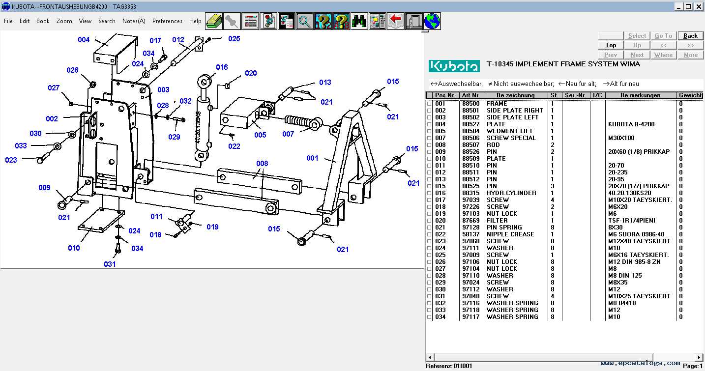 kubota g1700 parts diagram