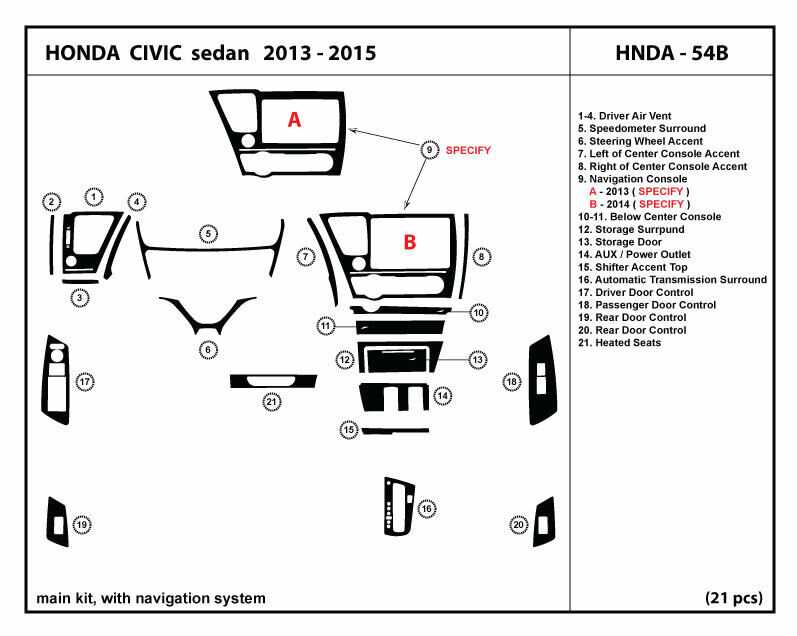 honda civic interior parts diagram