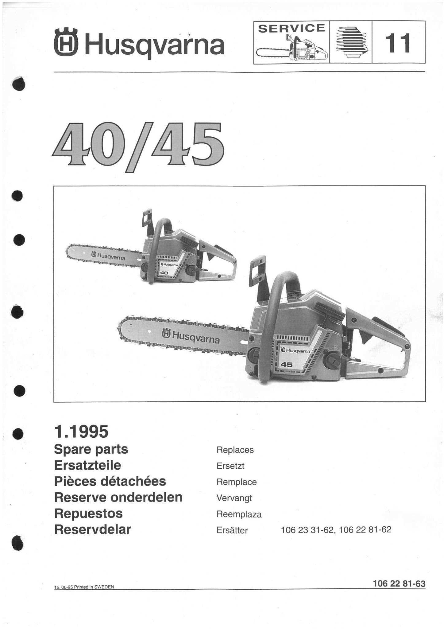 husqvarna 45 chainsaw parts diagram