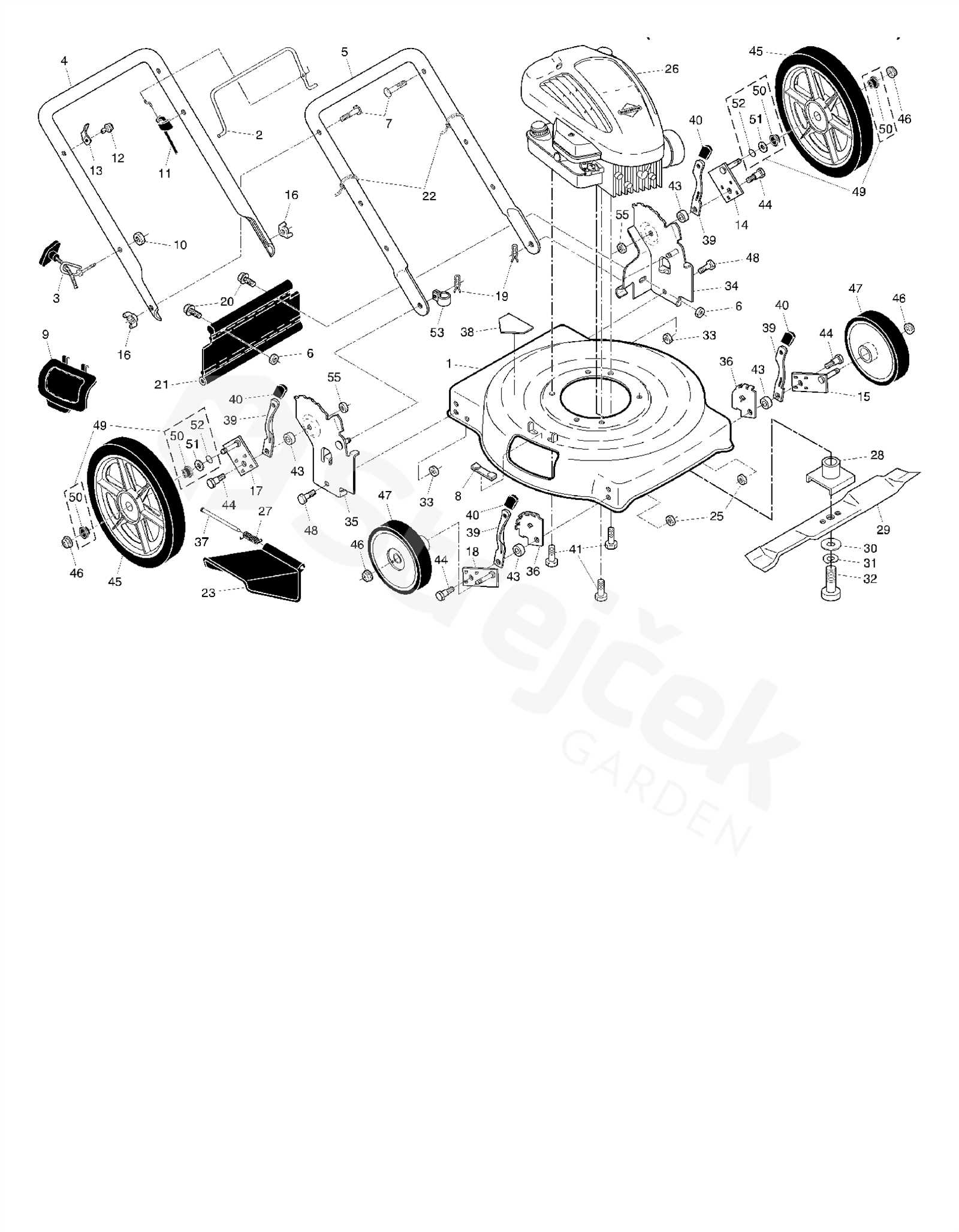 murray push lawn mower parts diagram