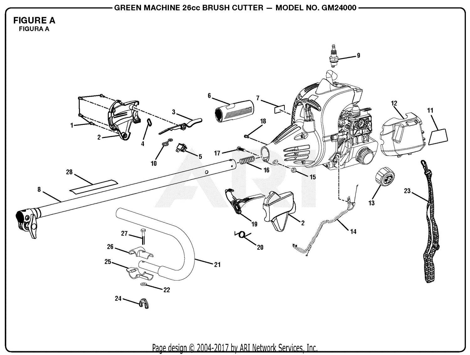 brush cutter parts diagram