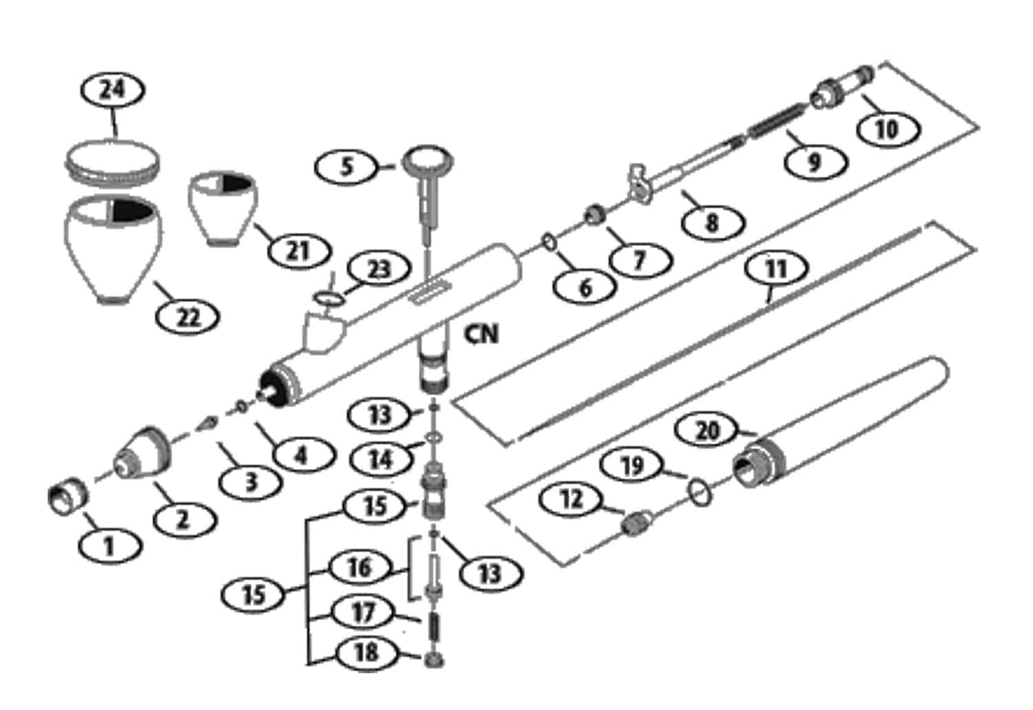 badger airbrush parts diagram