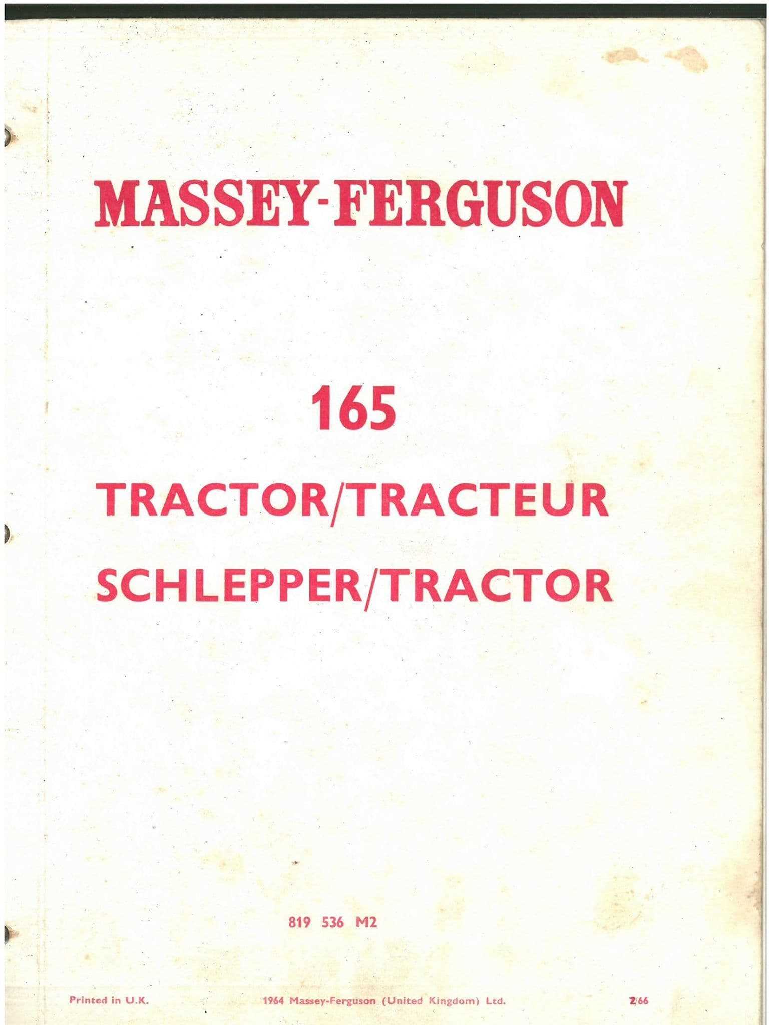 massey ferguson 165 parts diagram