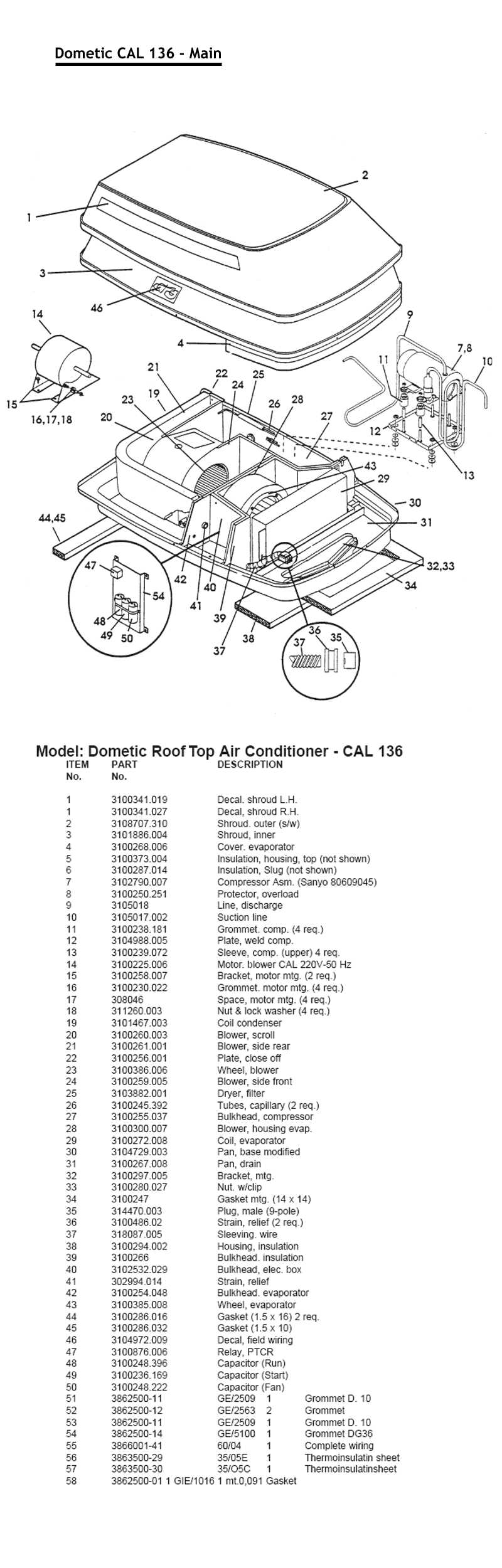 dometic rv air conditioner parts diagram