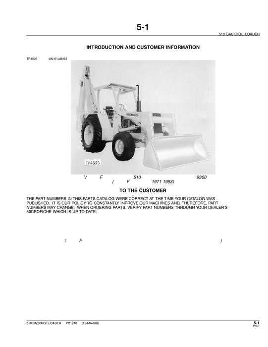 john deere 510 backhoe parts diagram