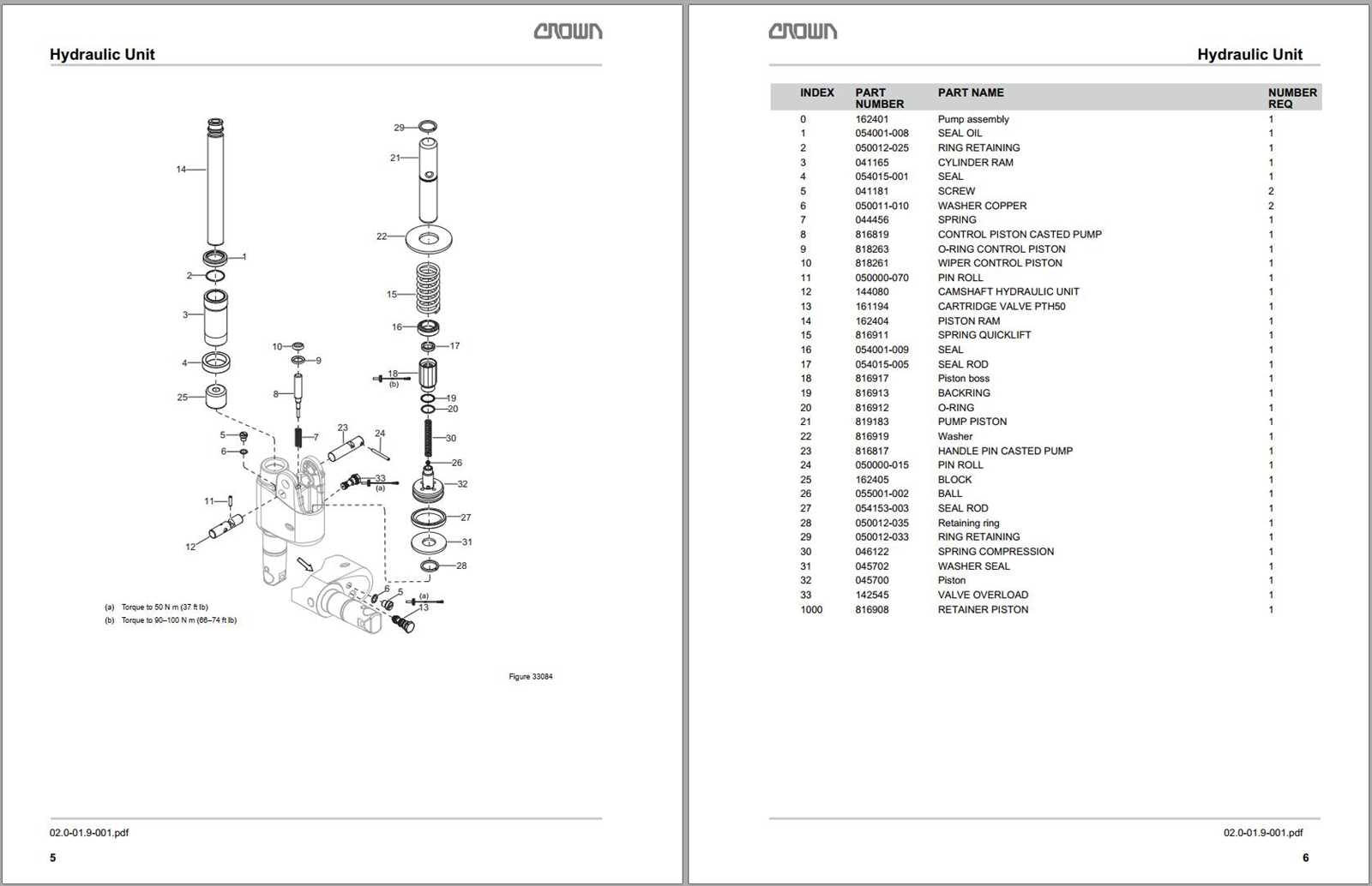 crown pallet jack pth50 parts diagram