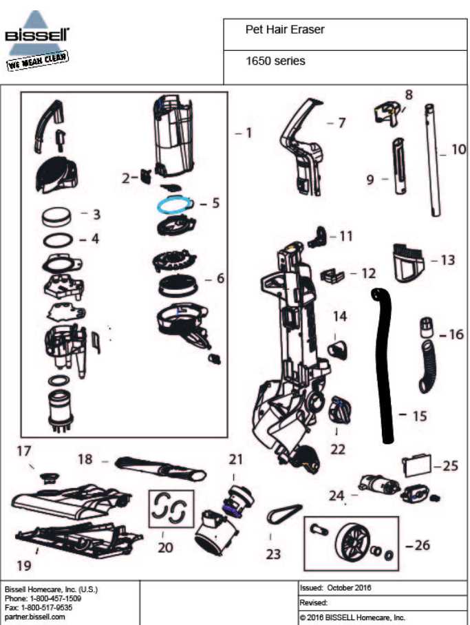 bissell pet hair eraser parts diagram