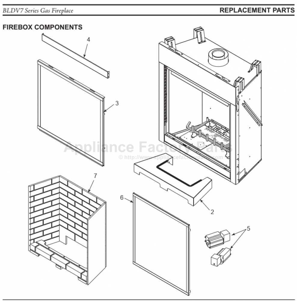 parts of a gas fireplace diagram