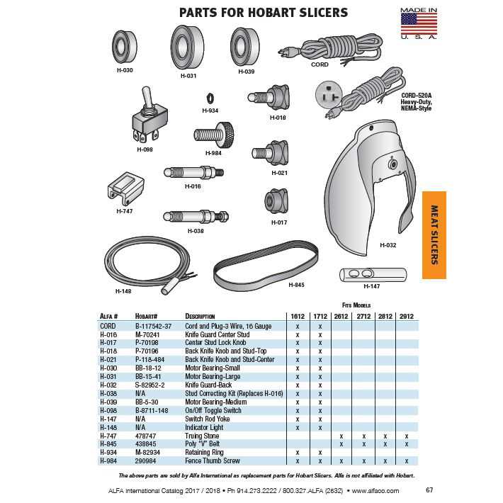 hobart slicer 1612 parts diagram