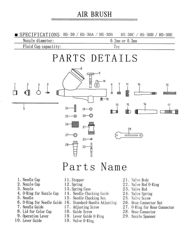 airbrush parts diagram