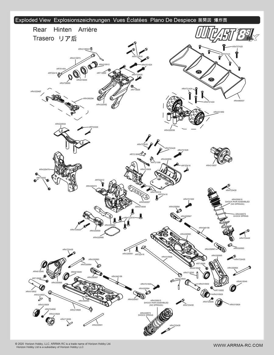 arrma outcast 6s parts diagram