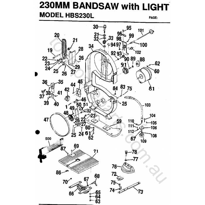 band saw parts diagram