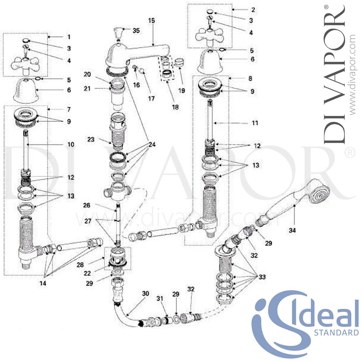 bath tap parts diagram