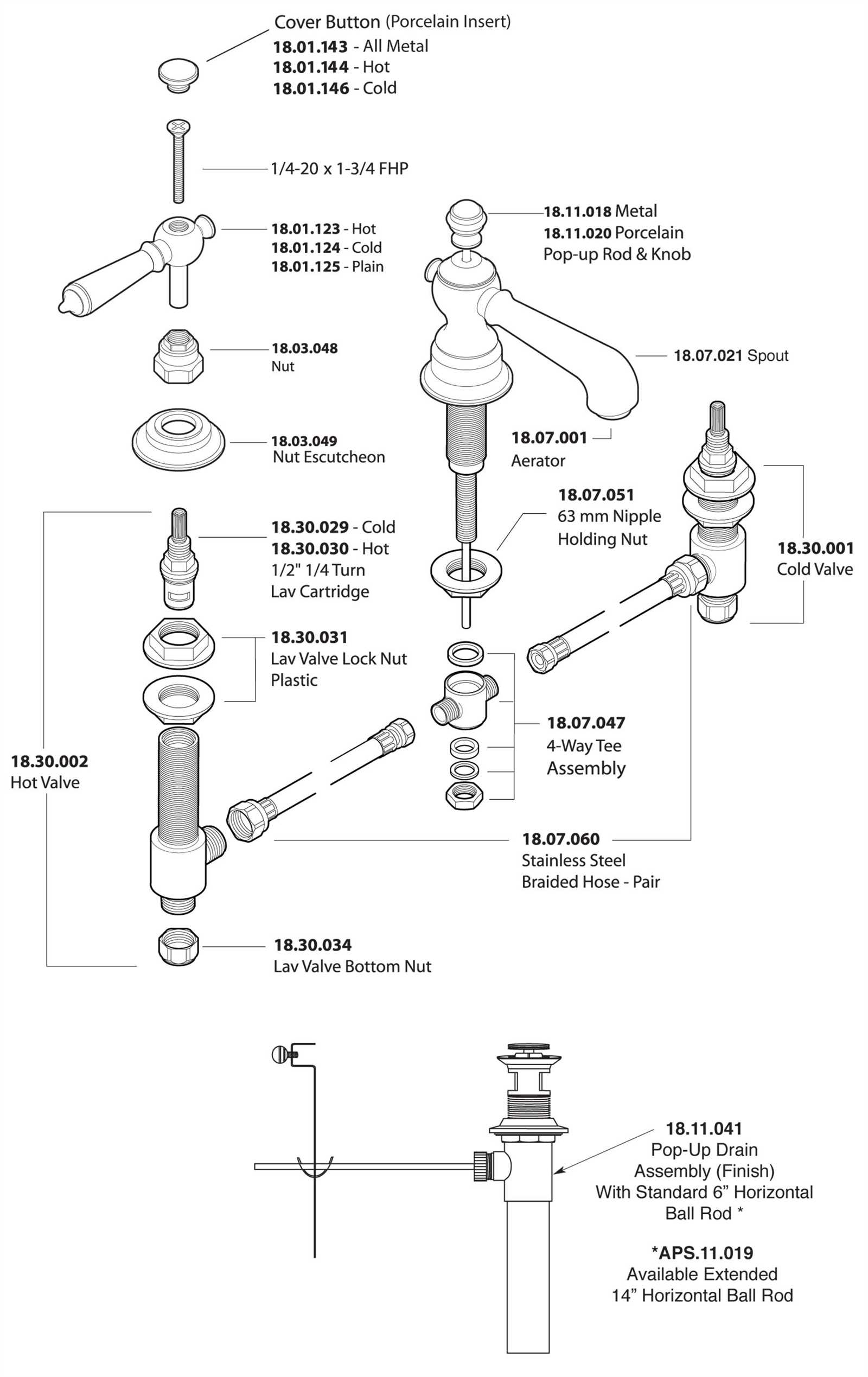 bathroom faucet diagram parts
