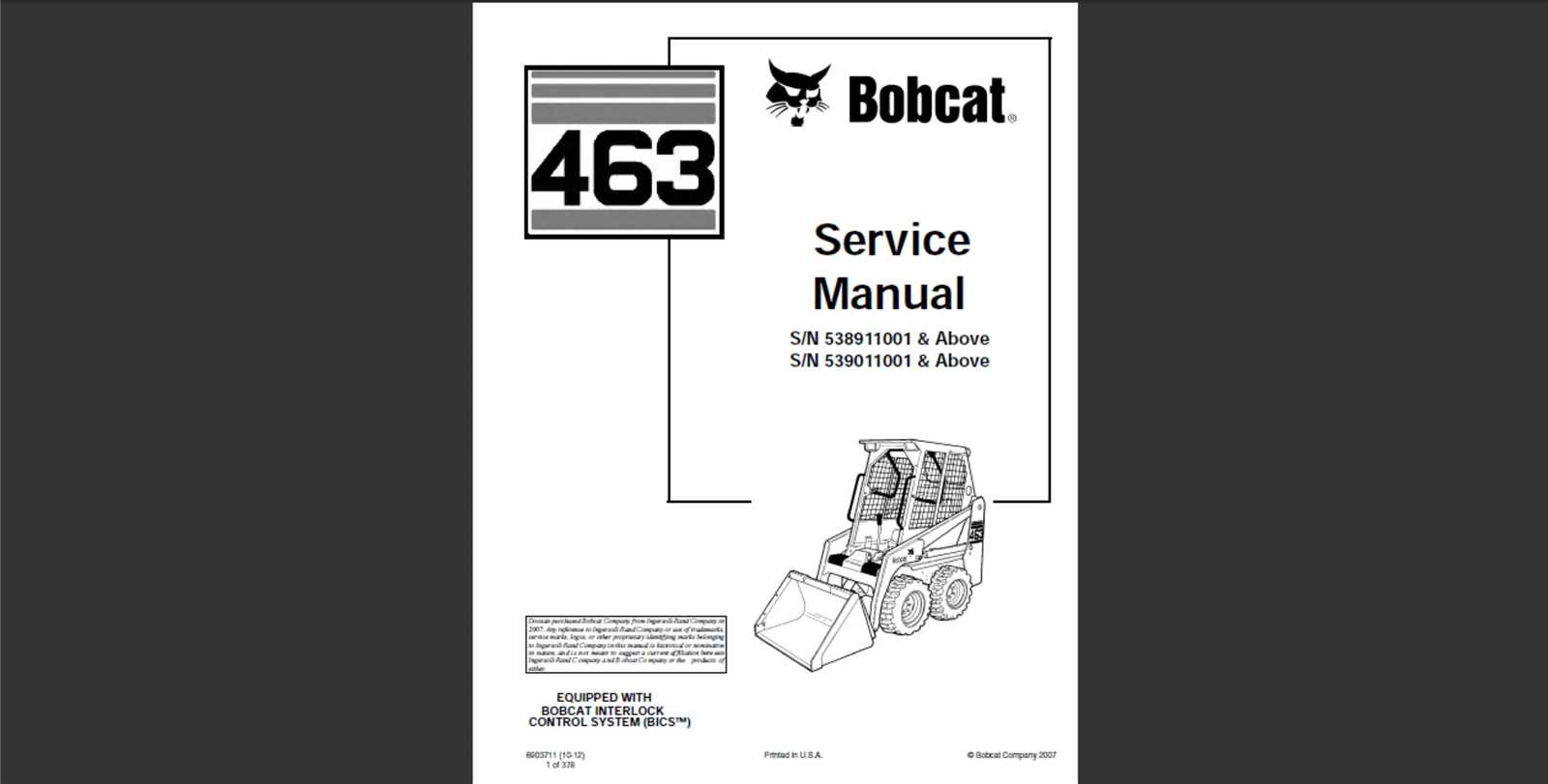 bobcat 463 parts diagram