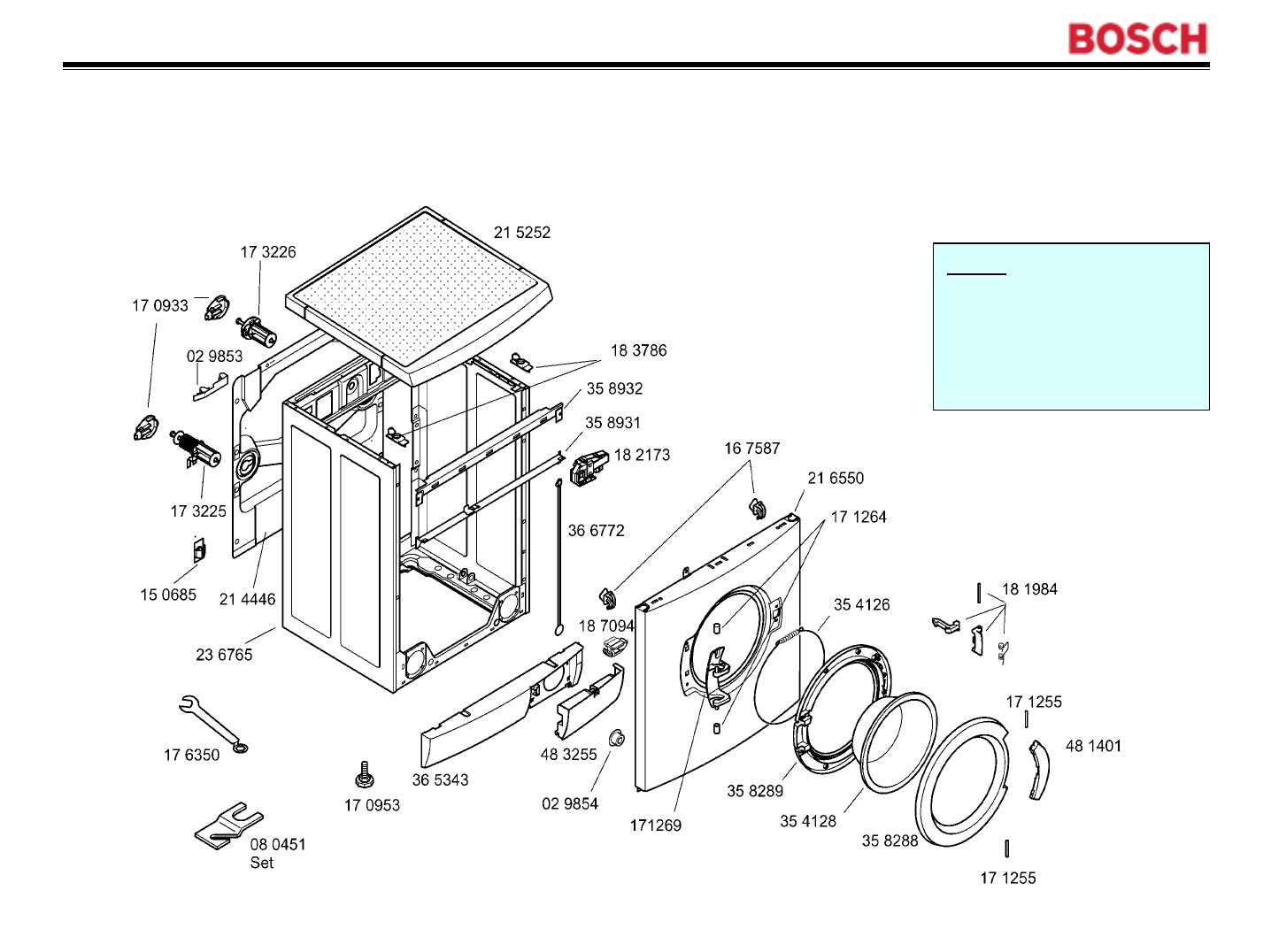 bosch nexxt 500 series washer parts diagram