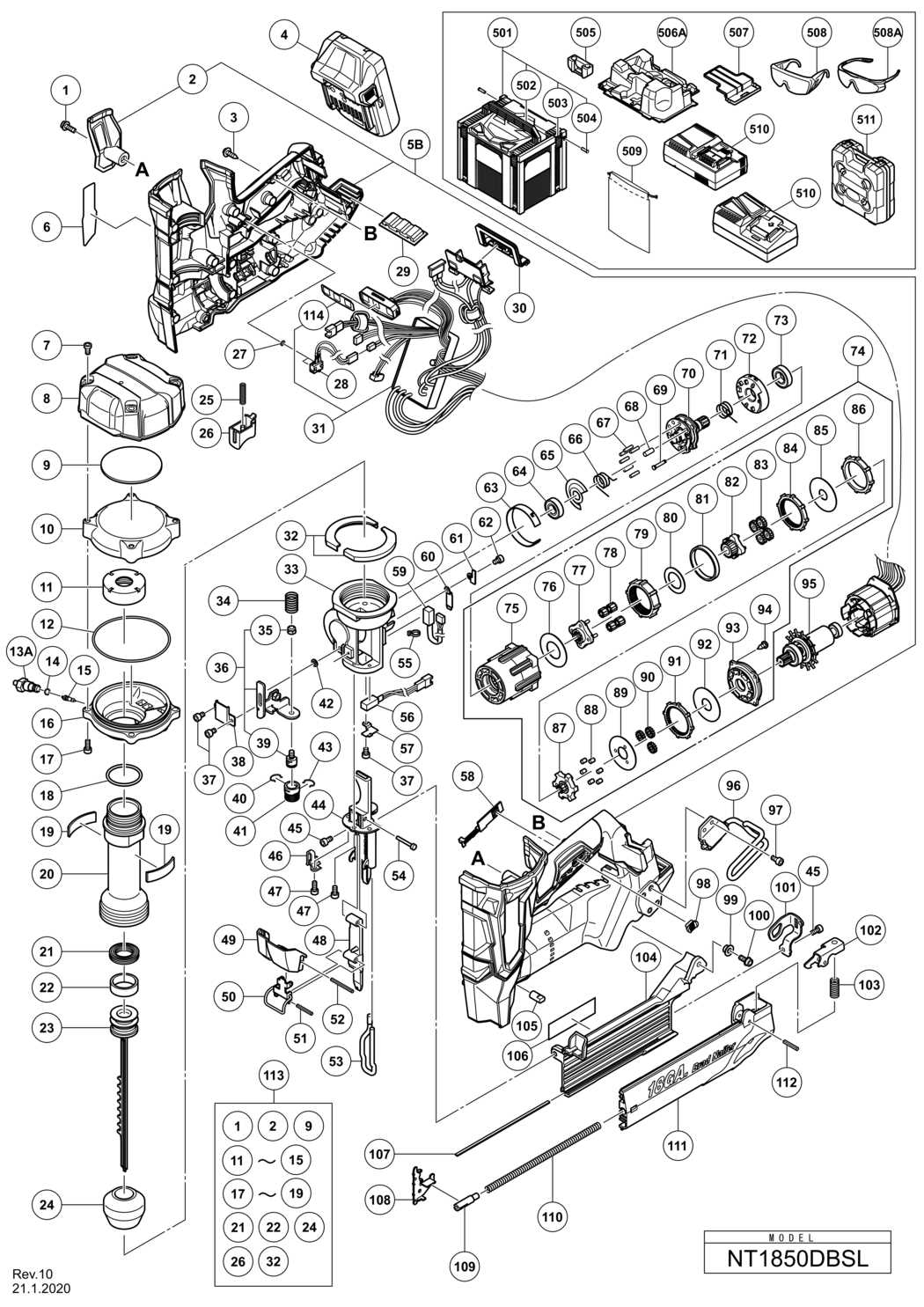 bostitch floor nailer parts diagram