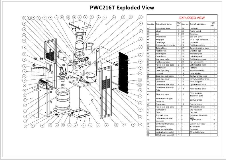 bottom load primo water dispenser parts diagram