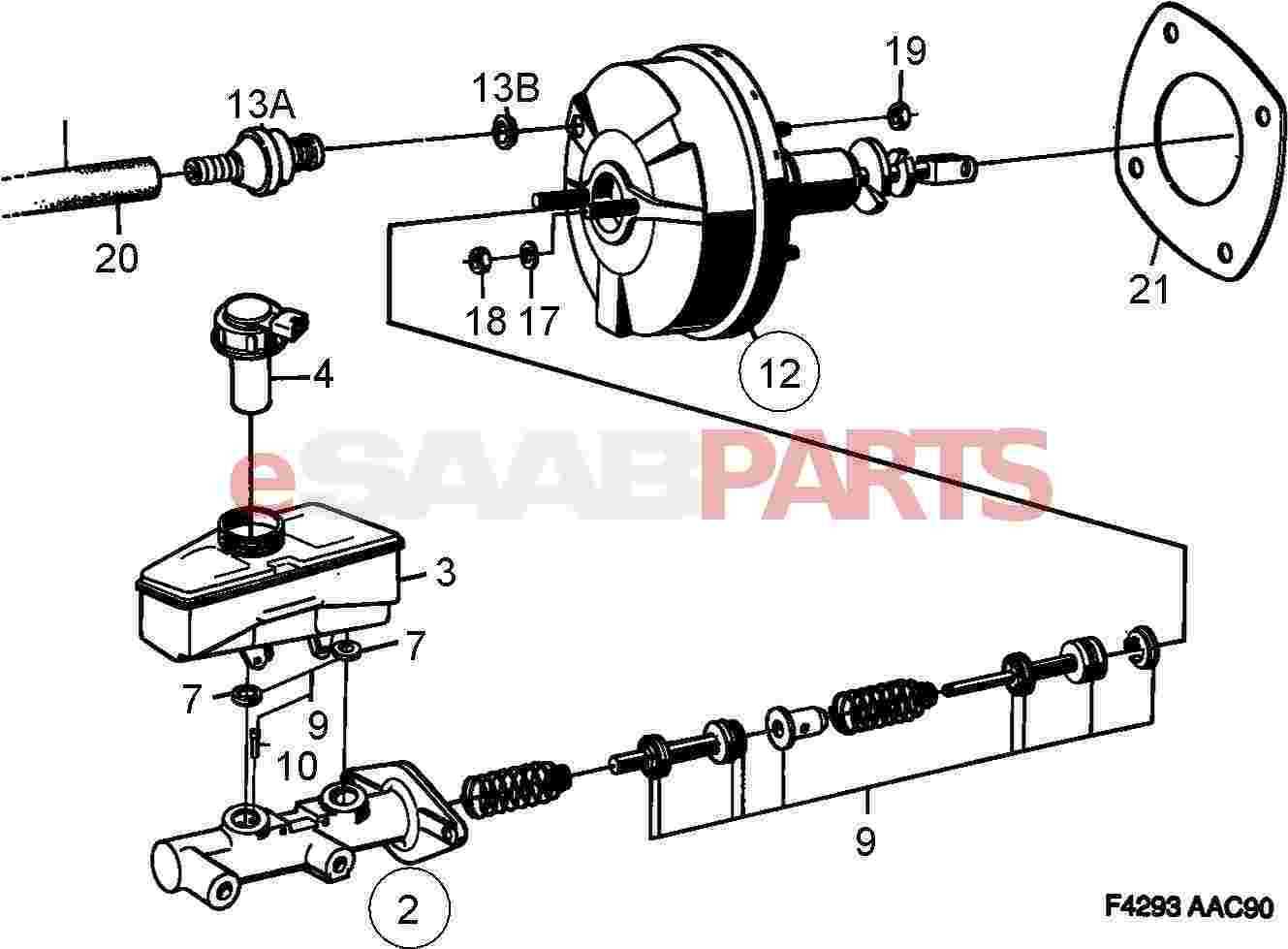 brake booster parts diagram