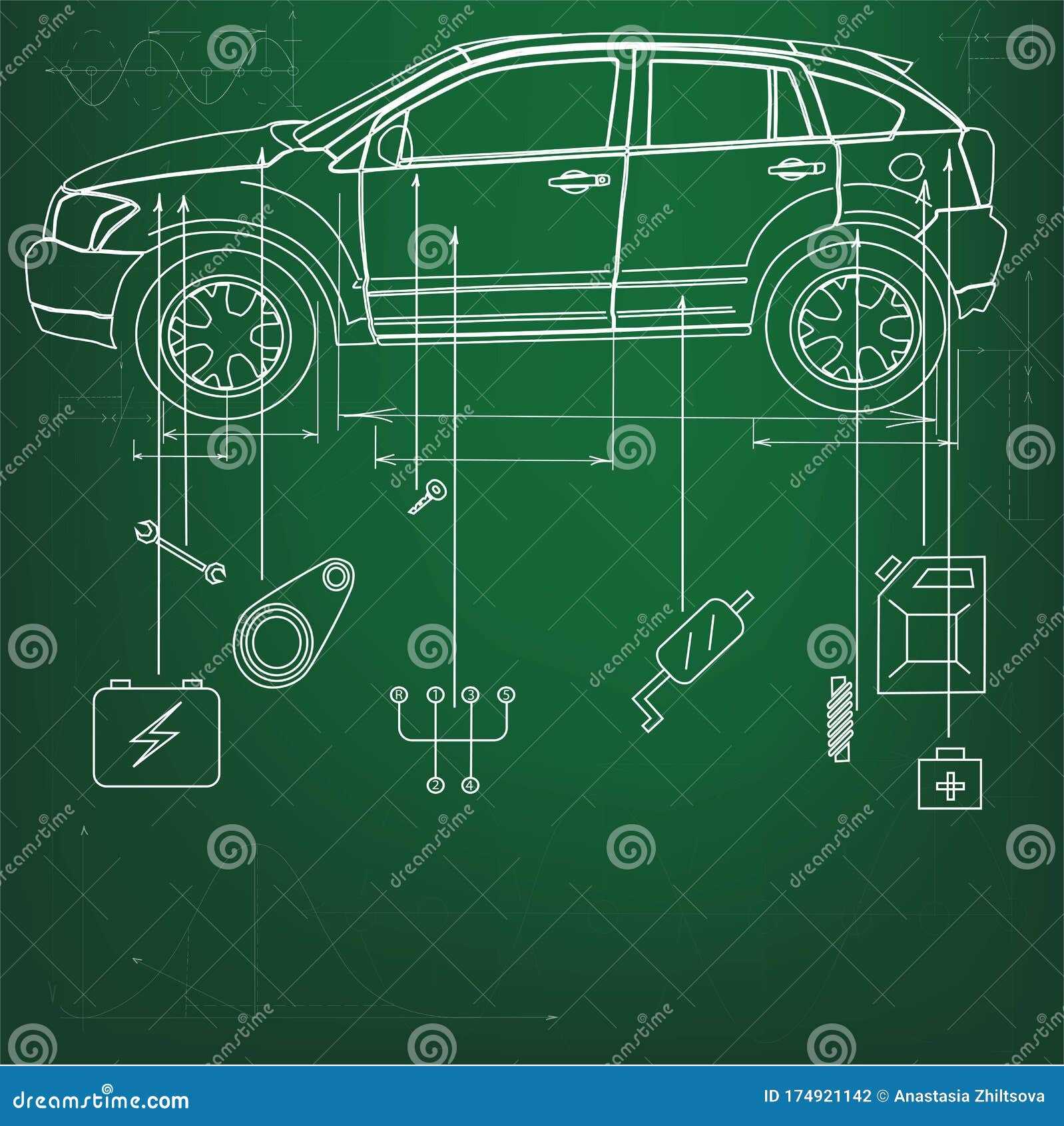 car parts with diagram