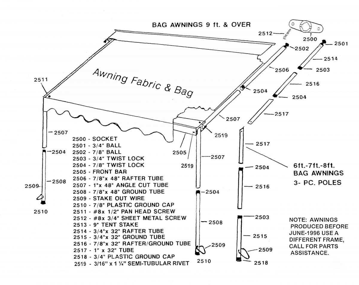 carefree awning parts diagram