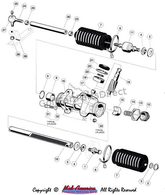 club car steering parts diagram