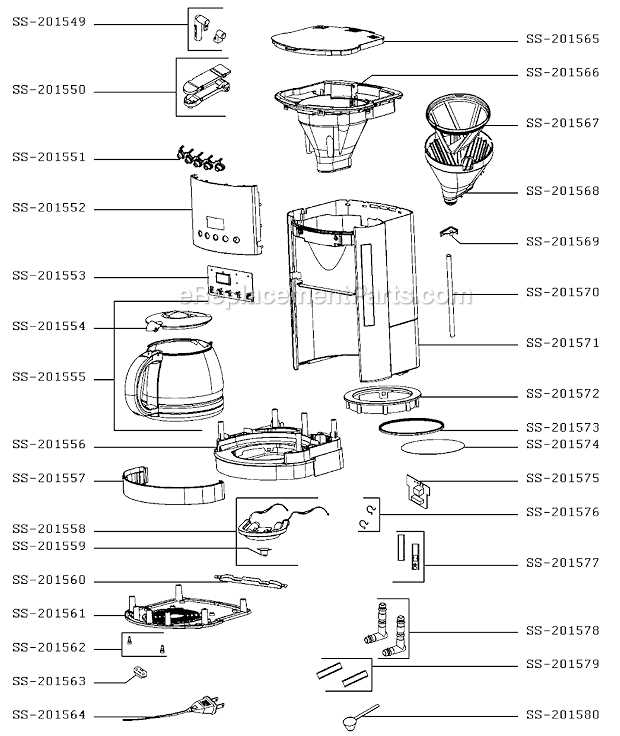 coffee machine parts diagram