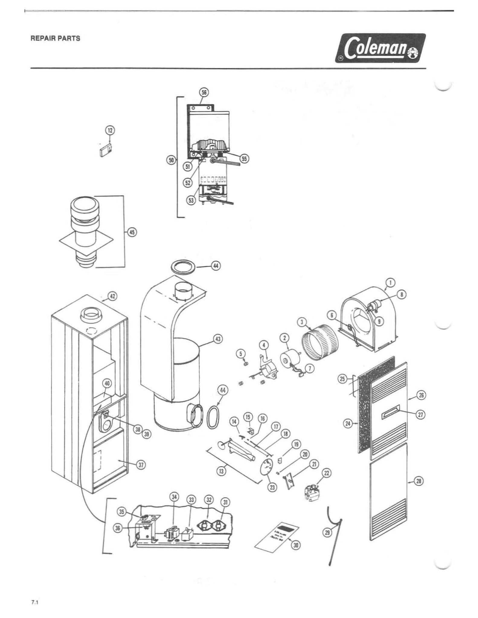 coleman generator parts diagram