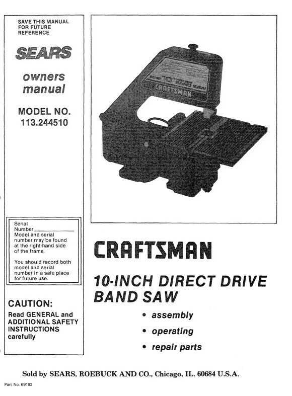 craftsman 12 inch band saw parts diagram