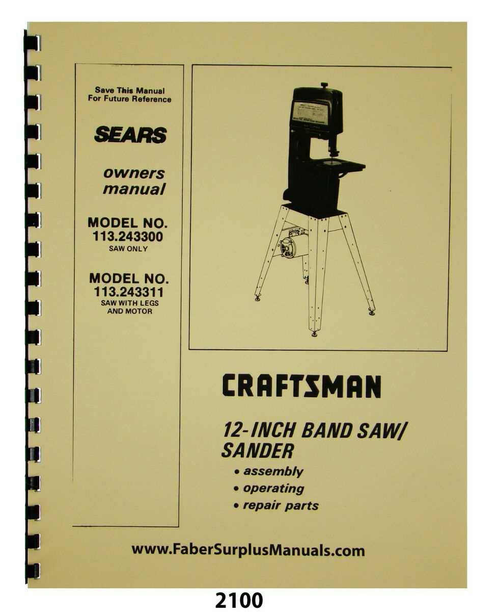 craftsman 12 inch band saw parts diagram