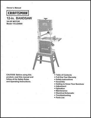 craftsman 12 inch band saw parts diagram