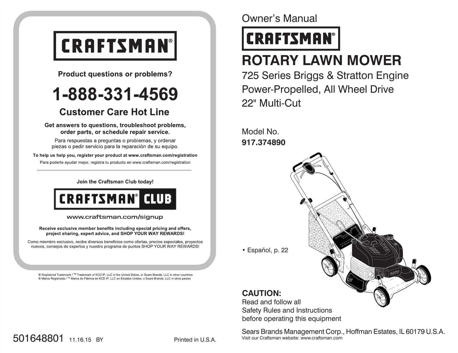 craftsman 7.25 platinum lawn mower parts diagram