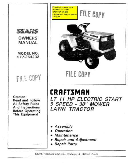 craftsman model 917 parts diagram