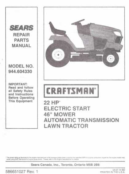 craftsman model 917 parts diagram