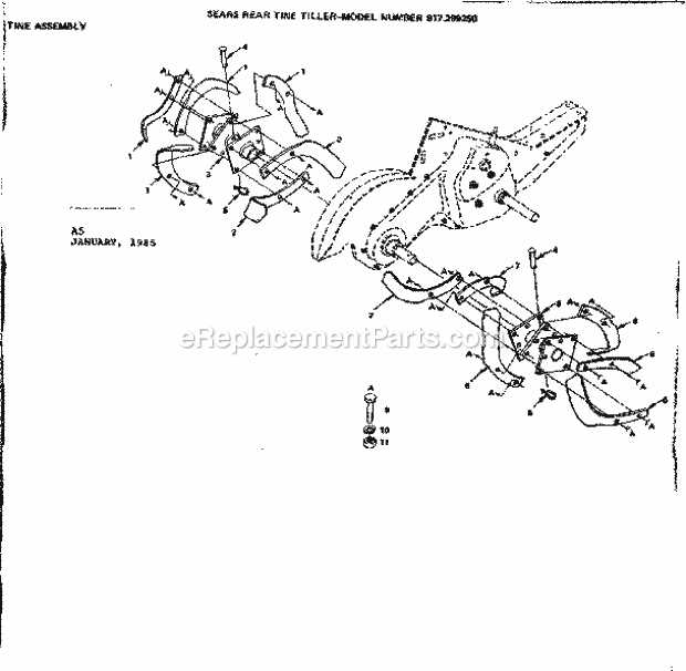 craftsman rear tine tiller parts diagram