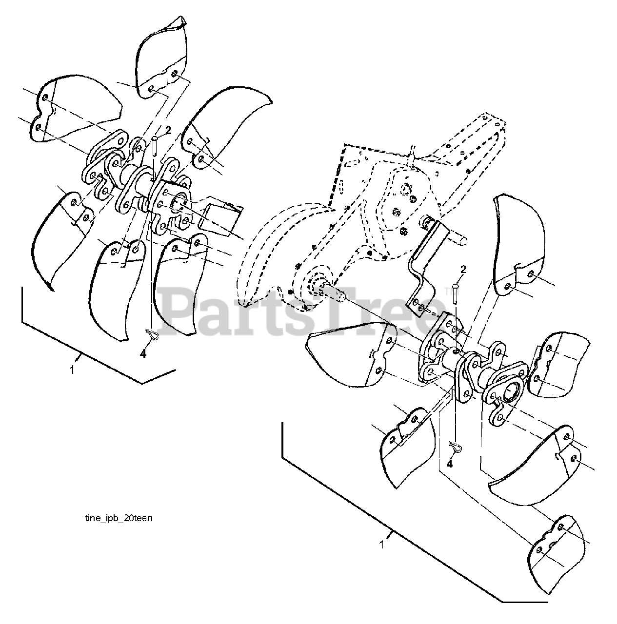 craftsman rear tine tiller parts diagram