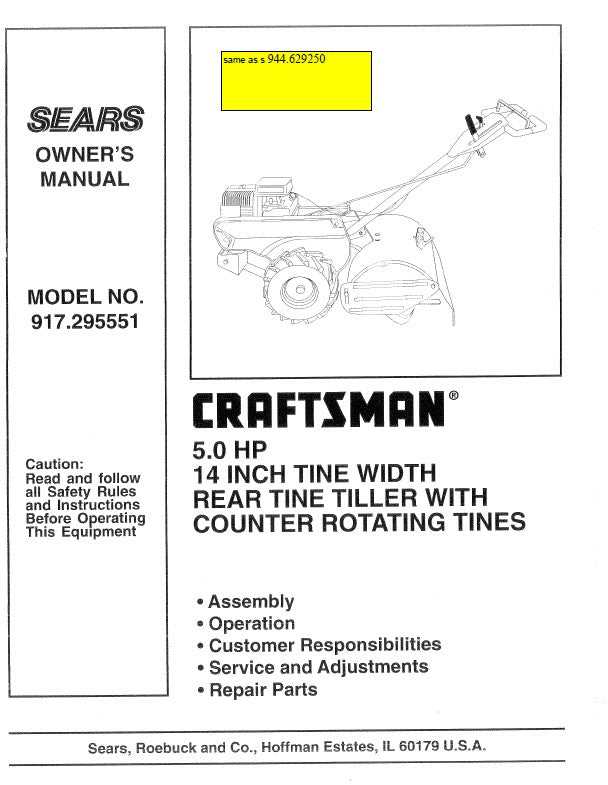 craftsman tiller   model 917 parts diagram