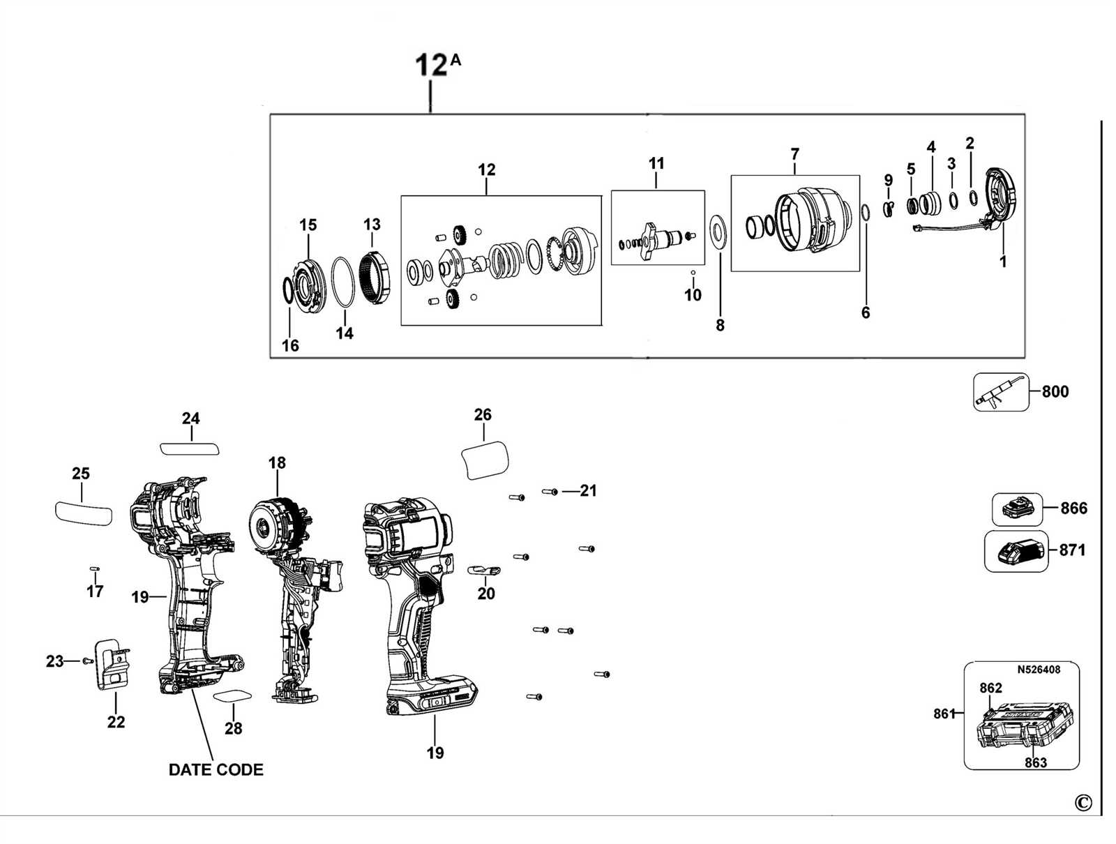 dewalt dcf850 parts diagram