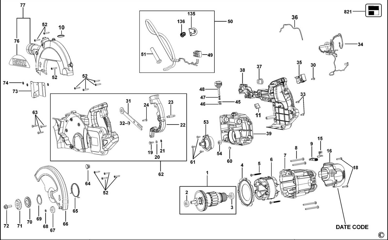 dewalt dw433 parts diagram