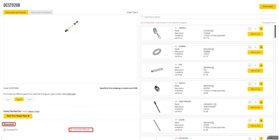 dewalt dw433 parts diagram