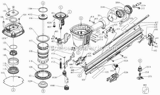 dewalt nail gun parts diagram