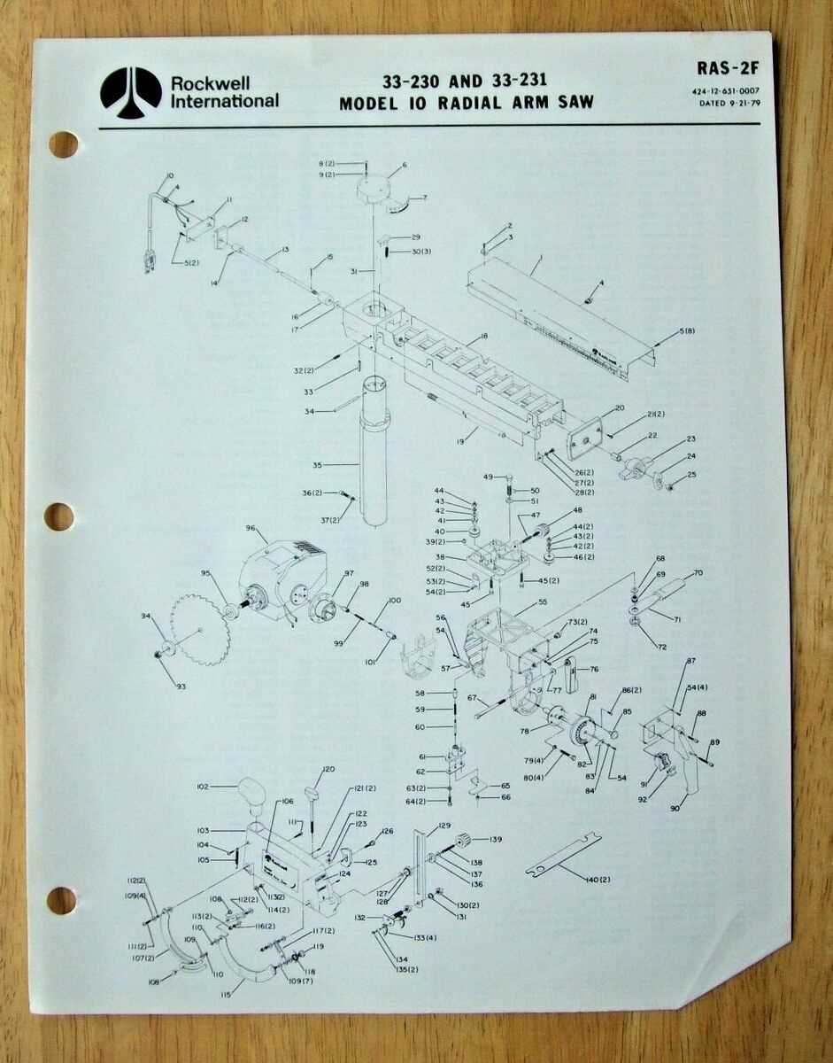 dewalt radial arm saw parts diagram