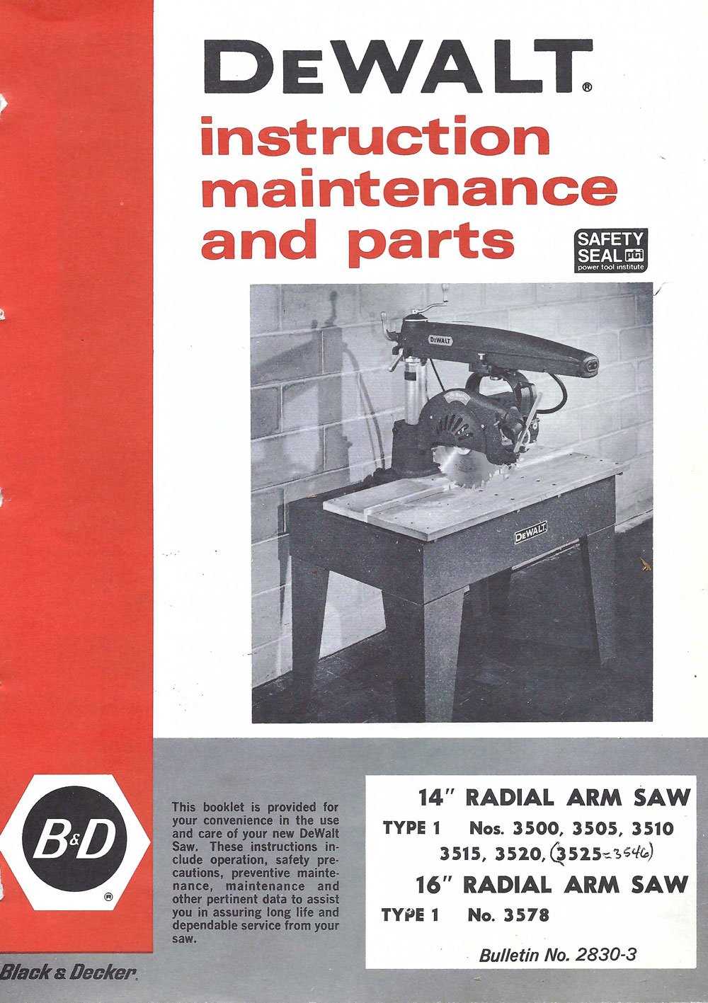 dewalt radial arm saw parts diagram