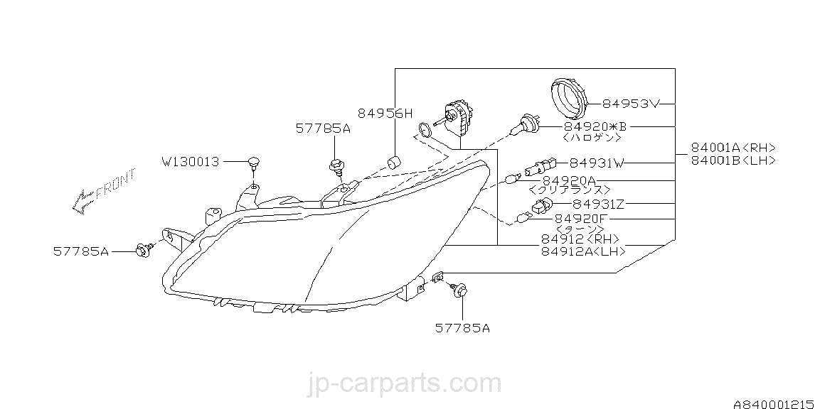 diagram headlight parts names